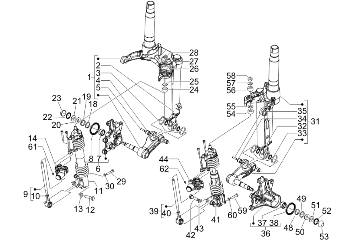 Exploded view Guidon - Amortisseur avant