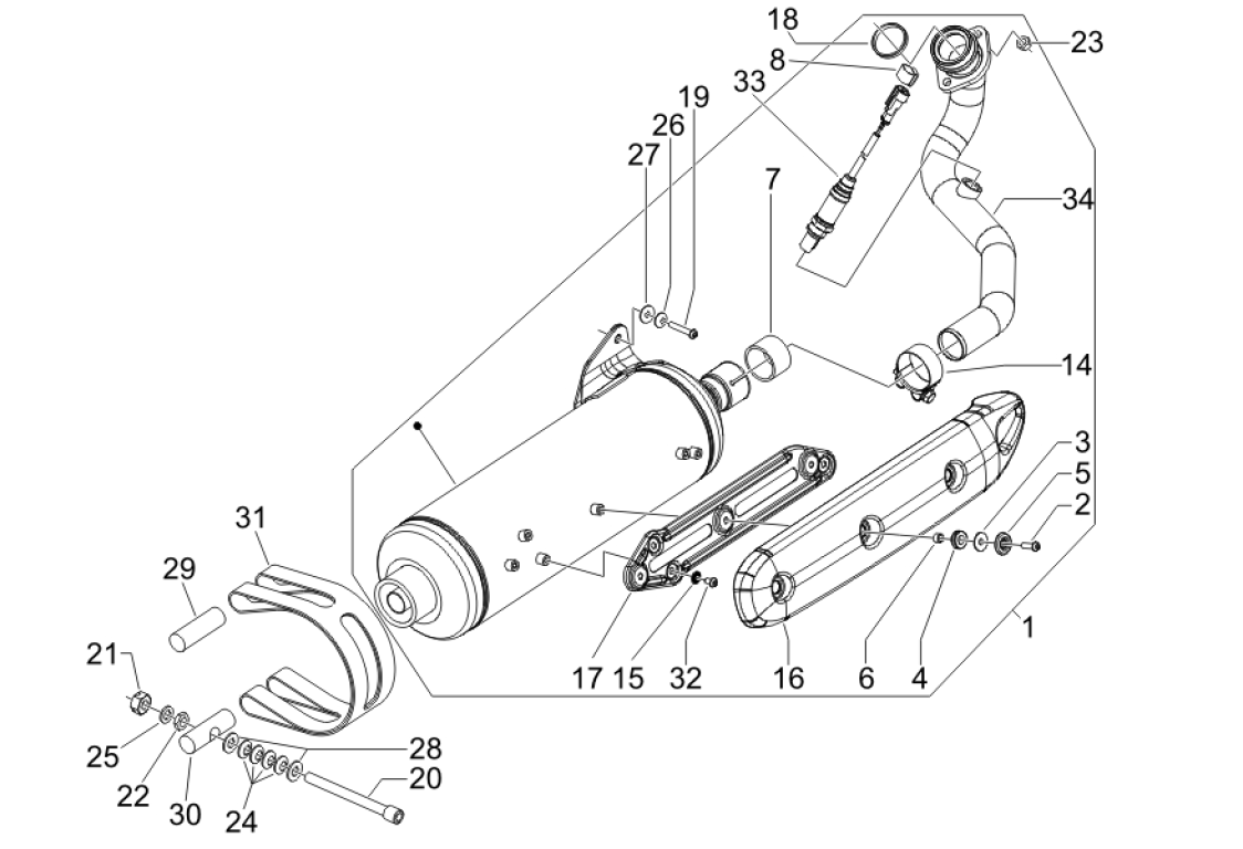 Exploded view Echappement
