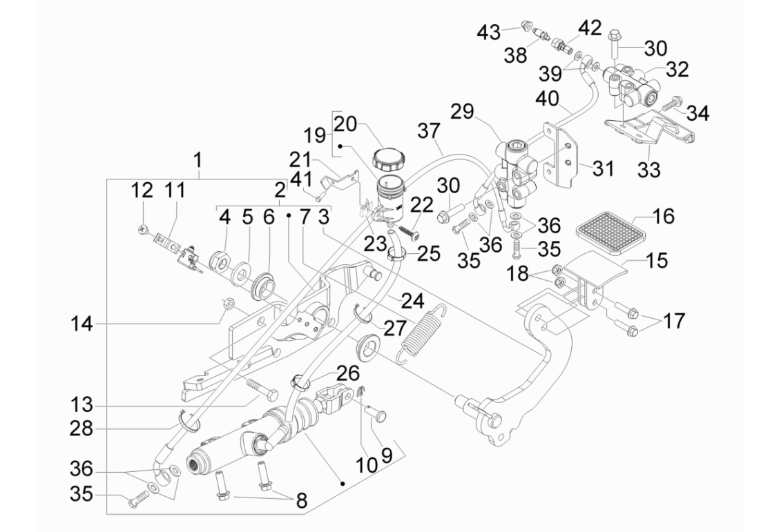 Exploded view Rempomp - Rempedaal