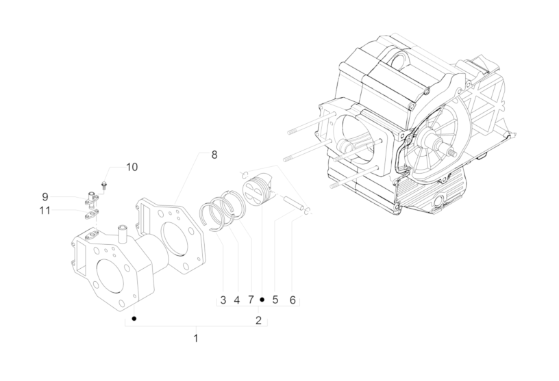 Exploded view Cylinder - Piston