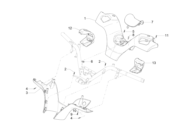 Exploded view Couvre guidon