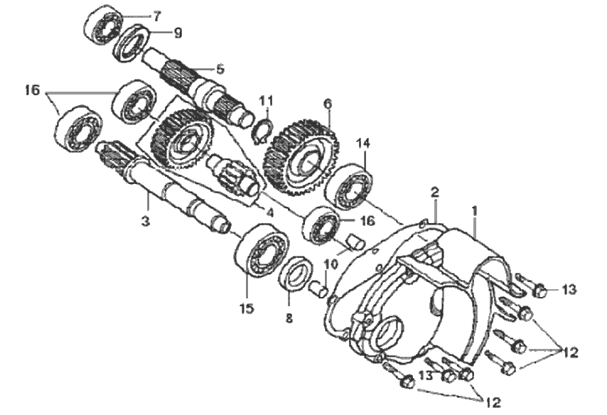 Exploded view Transmission primaire - Transmission secondaire