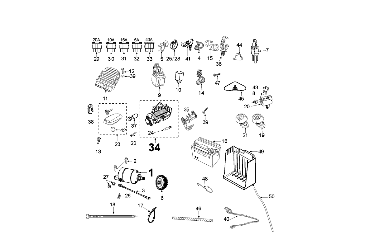Exploded view Electric Equipment Since Vin 0007678