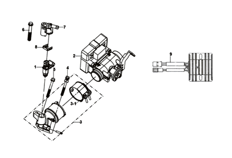 Exploded view Injector