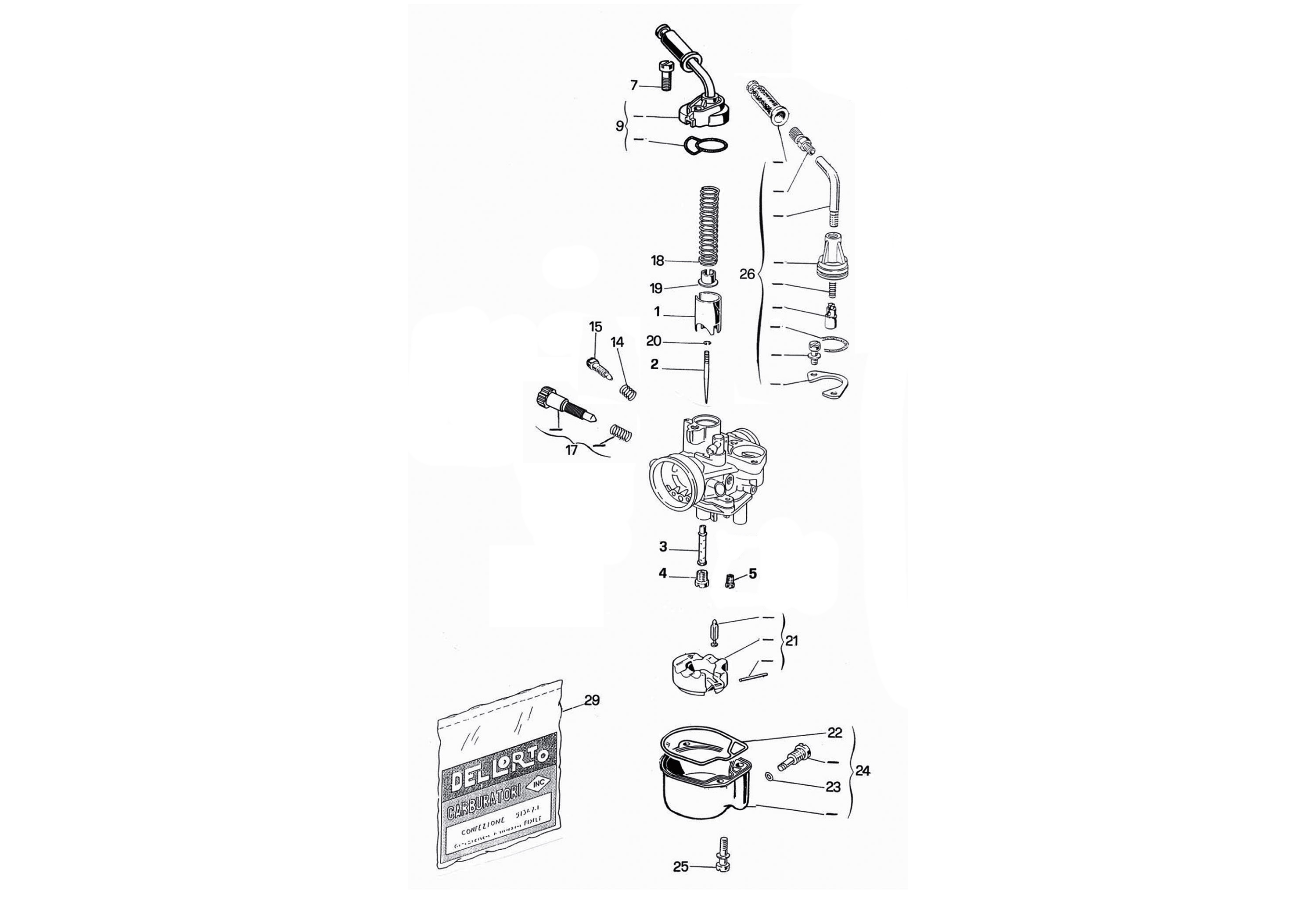 Exploded view Carburateuronderdelen Dell’Orto (8454)