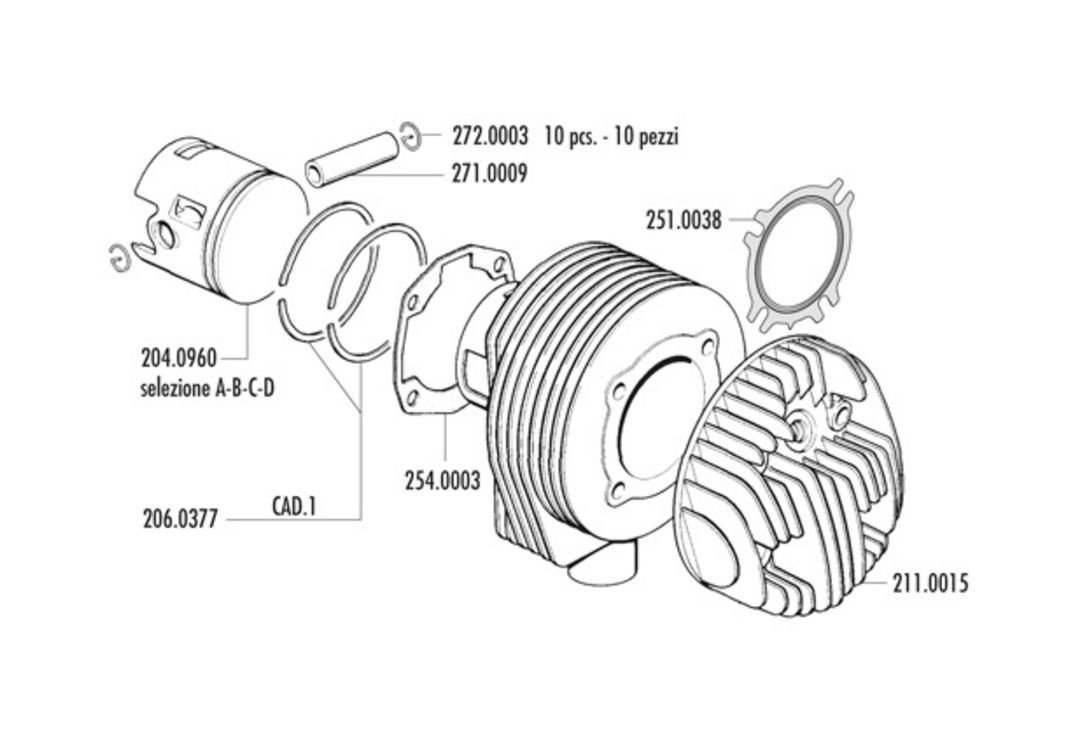 Exploded view Zuiger - Cilinderkop (140.0081)