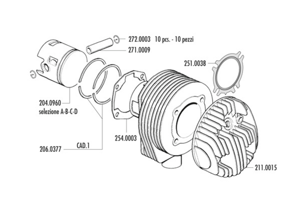 Exploded view Piston - Cylinder head (140.0088)