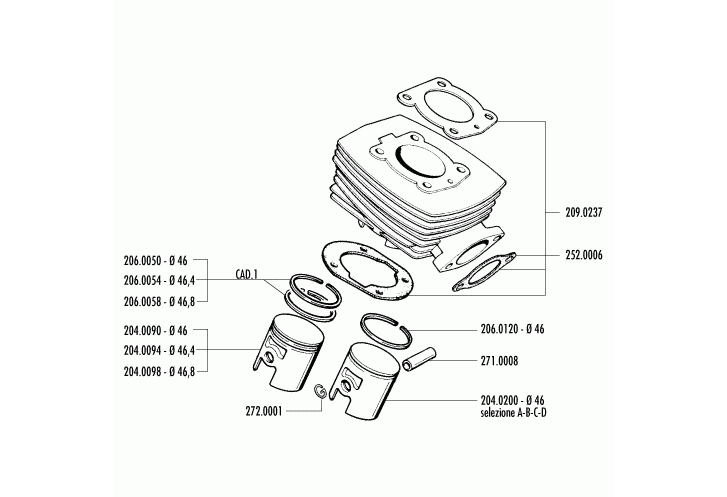 Exploded view Cylinder - Piston (119.0052-119.0055)