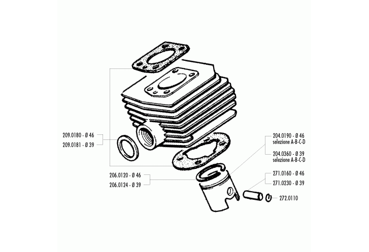 Exploded view Cilindro- Pistone (134.0300-134.0302)