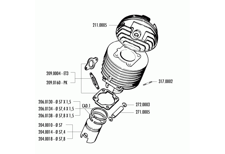 Exploded view Piston - Culasse (140.0050)