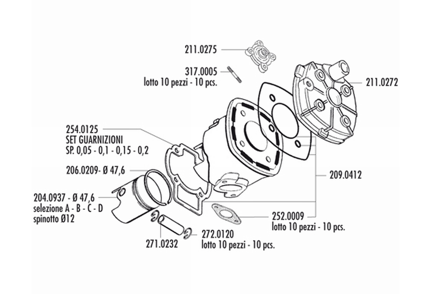 Exploded view Cylindre - Piston (166.0113_10)