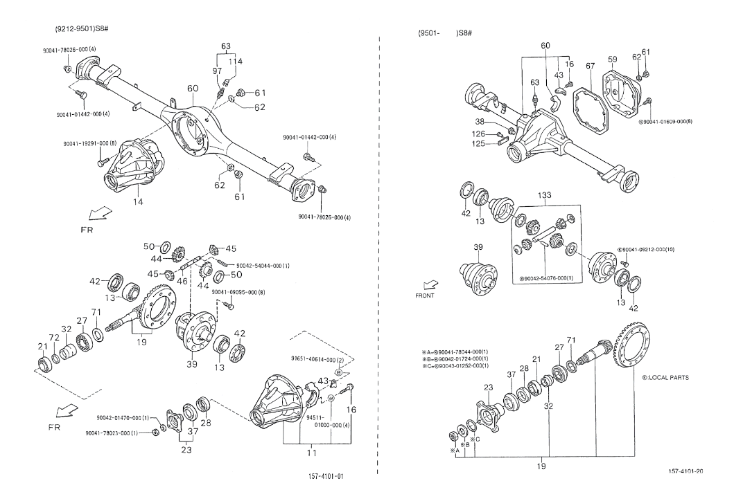 Exploded view Achteras - Differentieel versnelling