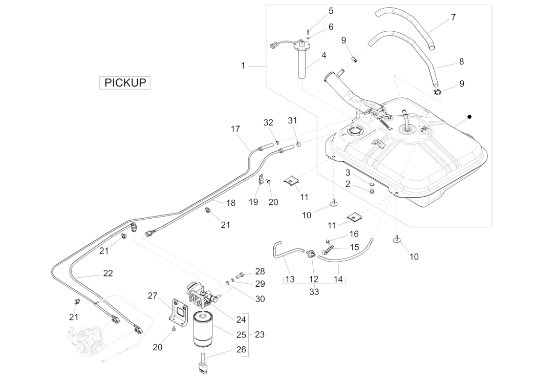 Exploded view Fuel tank (Pick-up)