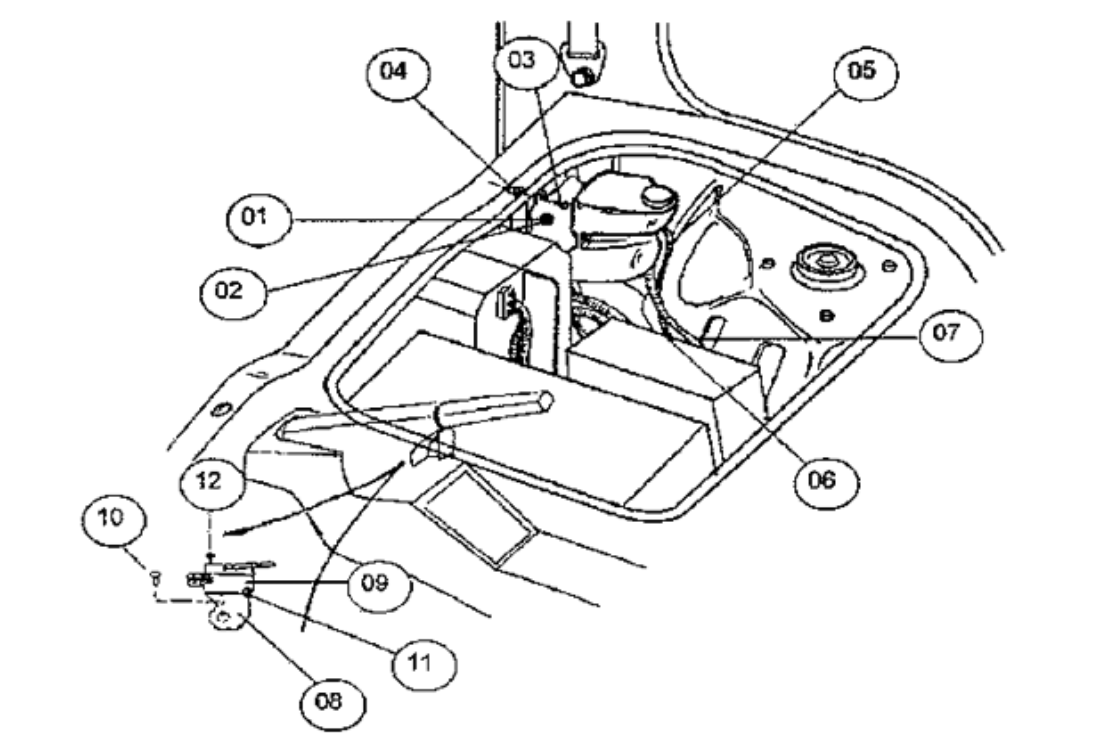 Exploded view Microswitcr of the Windshield watertank-Parking brake