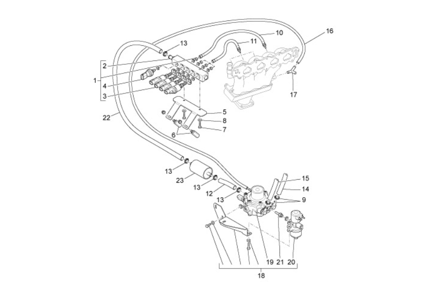 Exploded view Pompe injection