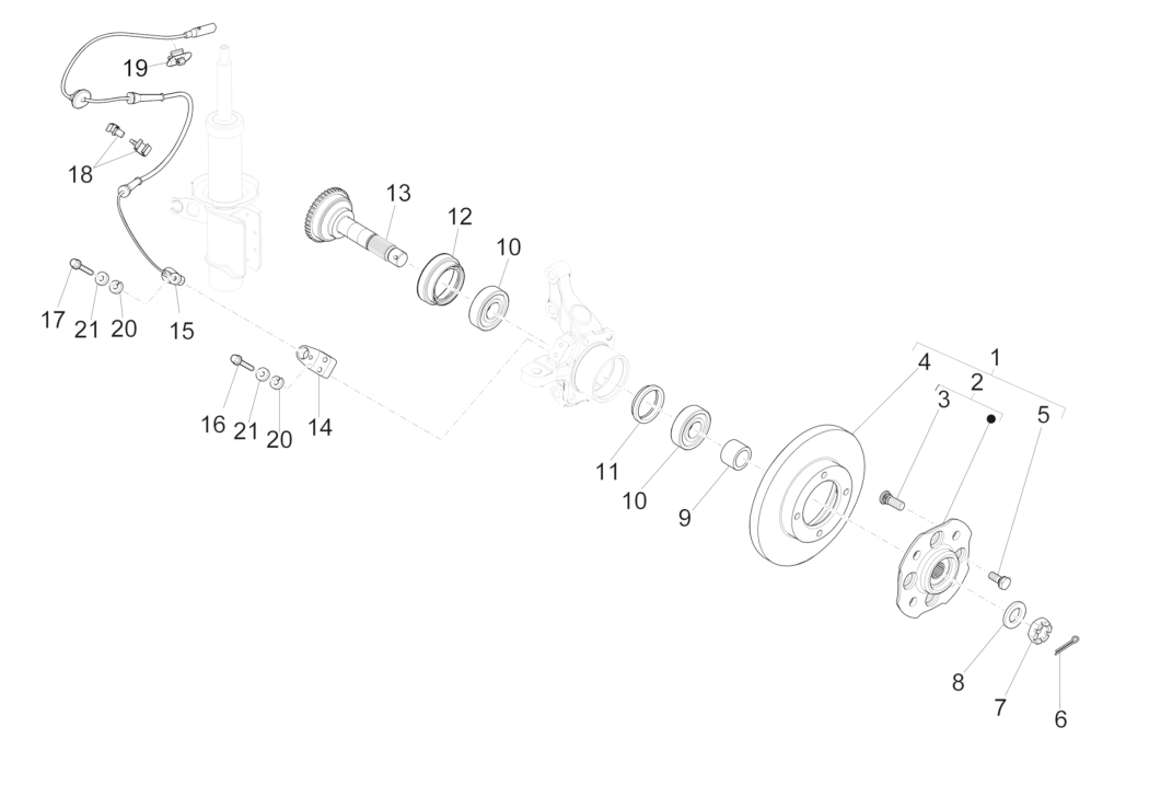 Exploded view Brake disc front
