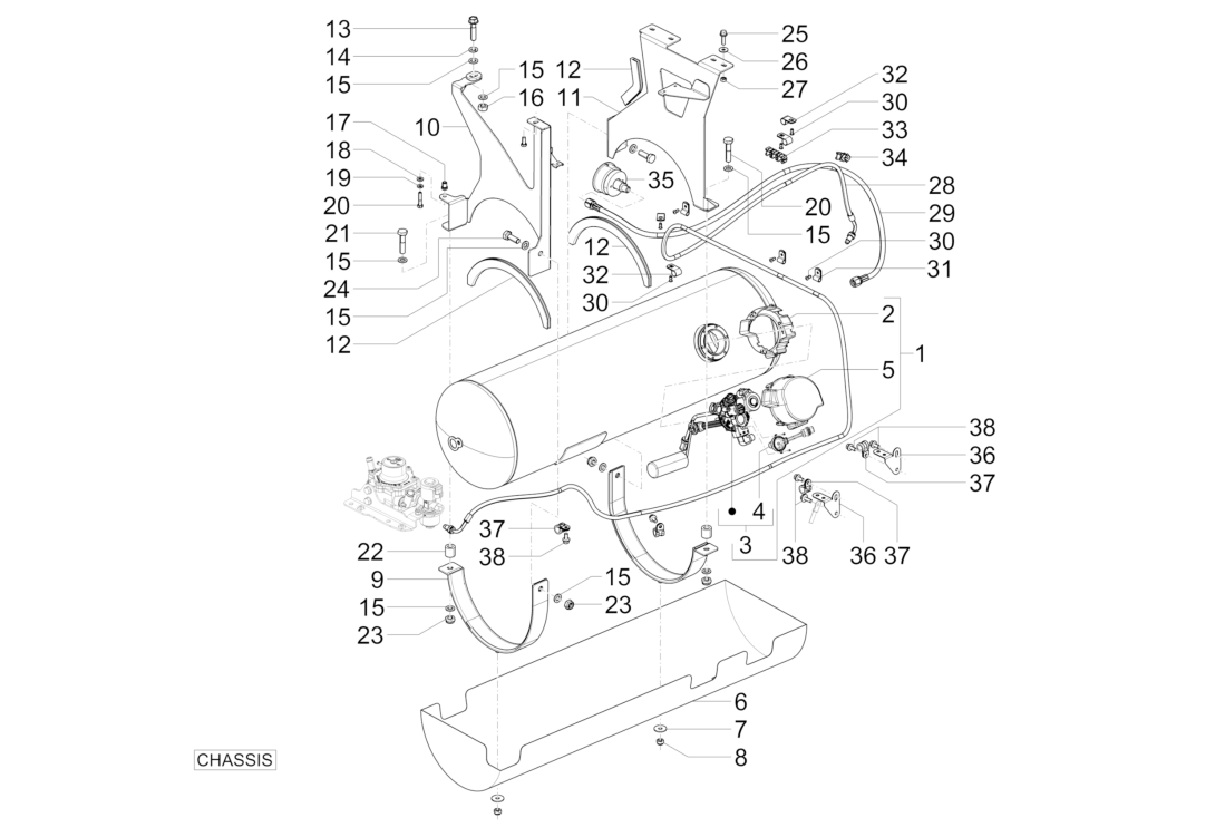 Exploded view Fuel tank (Chassis)