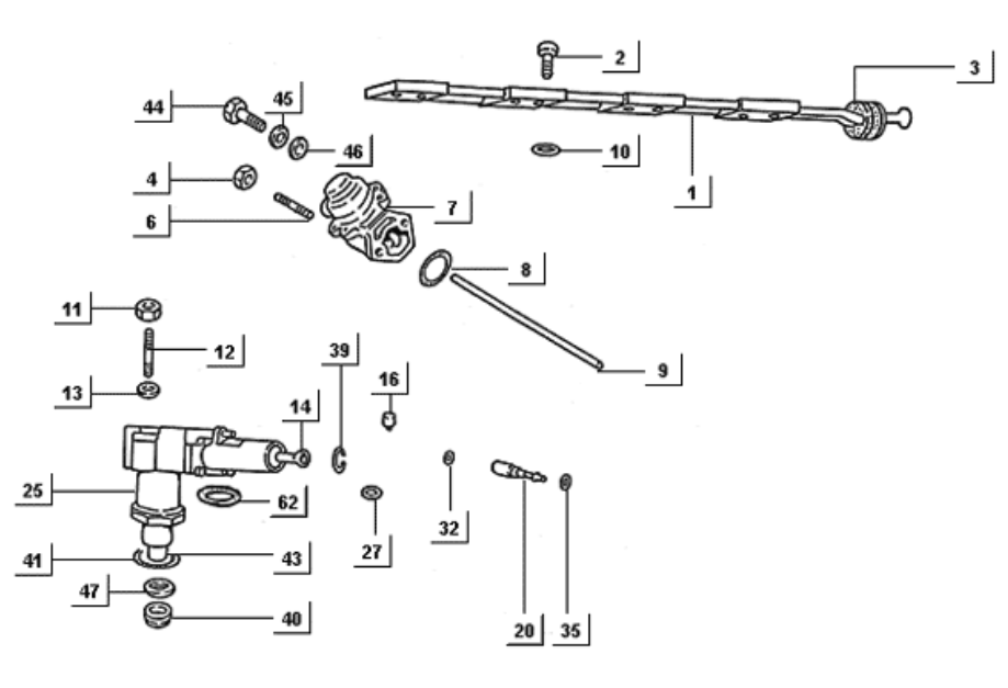 Exploded view Injector