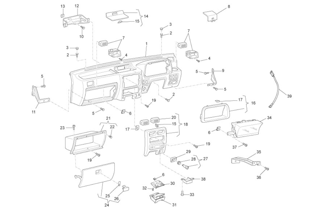 Exploded view Dashboard Cover
