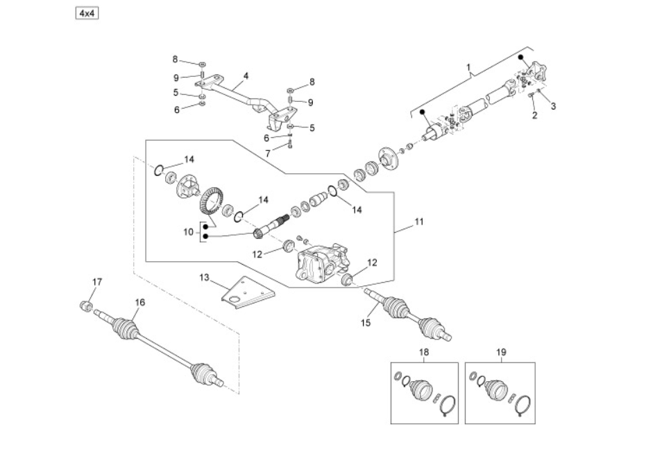 Exploded view Differentiaal Transmissie