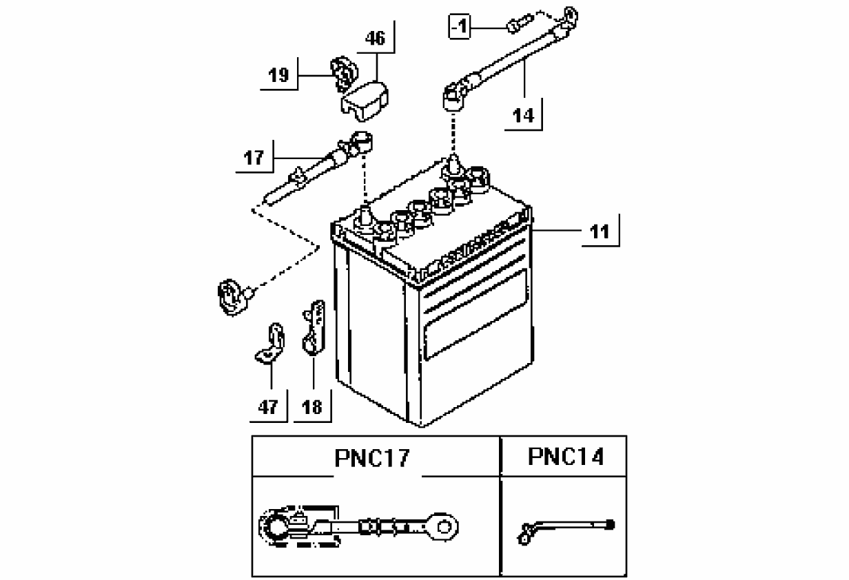 Exploded view Battery