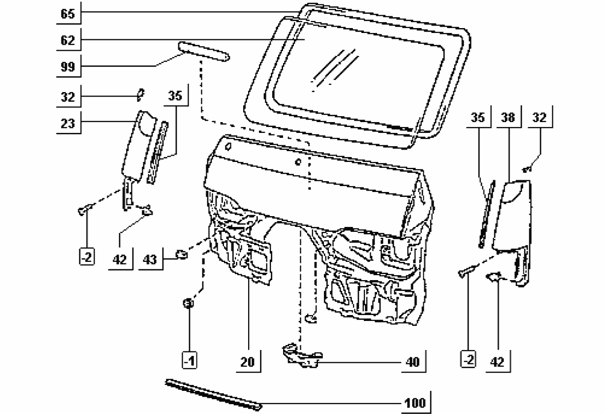 Exploded view Windshield