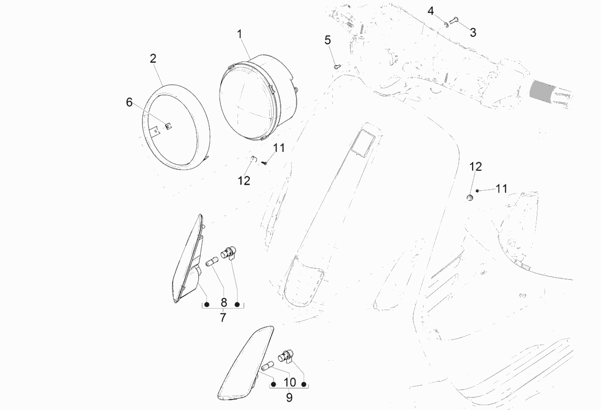 Exploded view Headlight - Indicator front