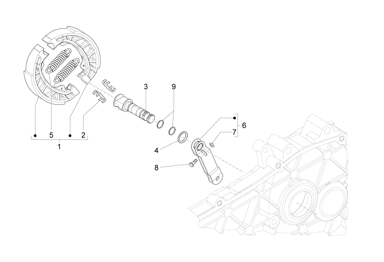 Exploded view Brake shoe rear 