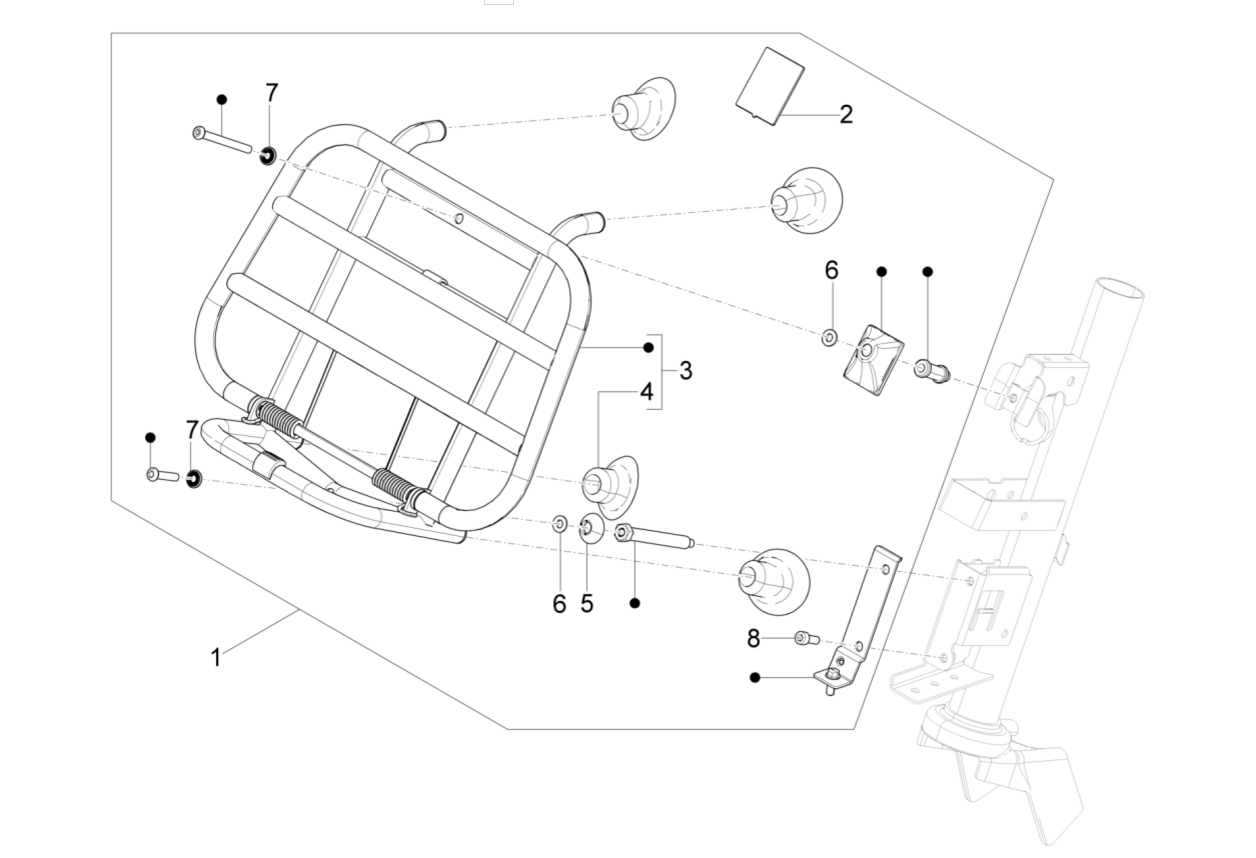 Exploded view Porte bagage avant 