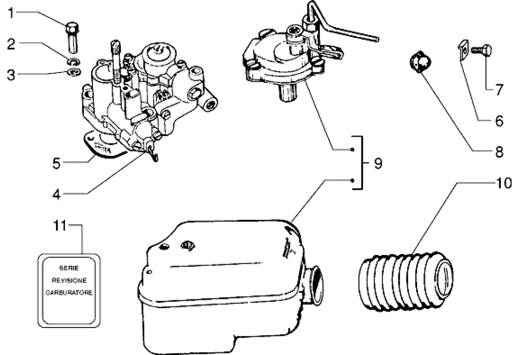 Exploded view Carburettor-air cleaner