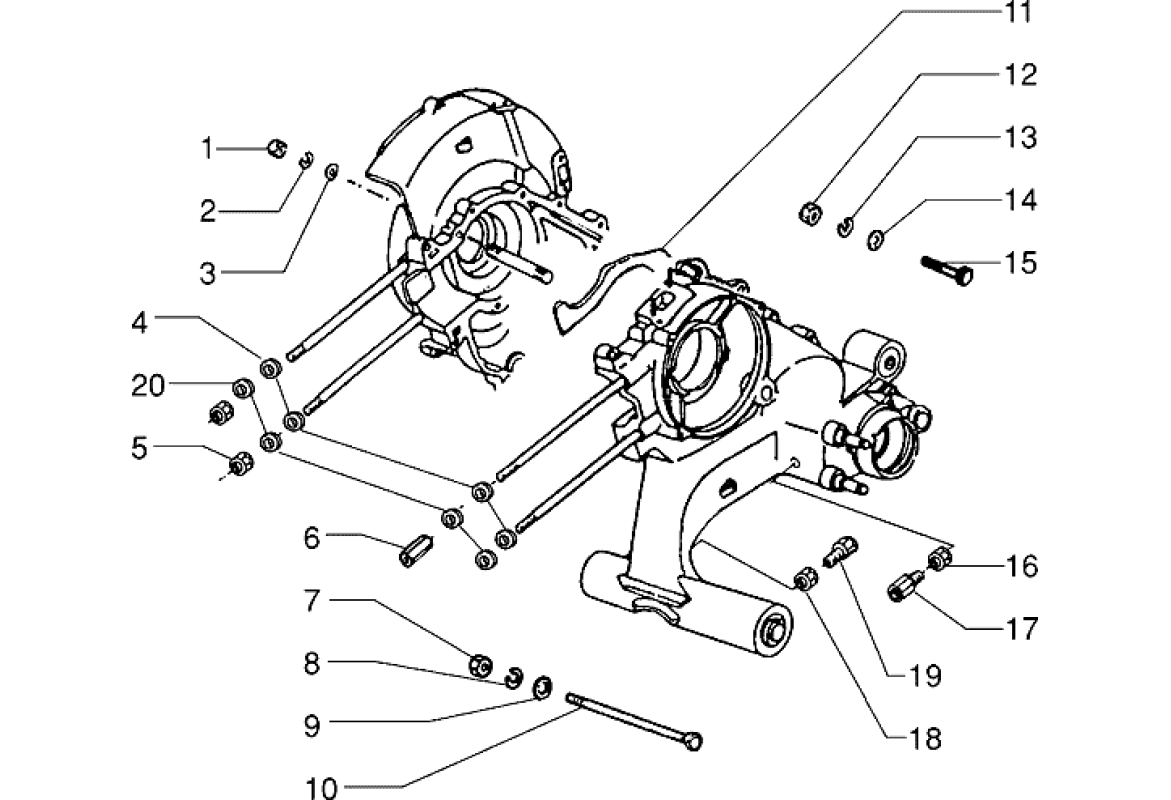 Exploded view Crankcase fasteners
