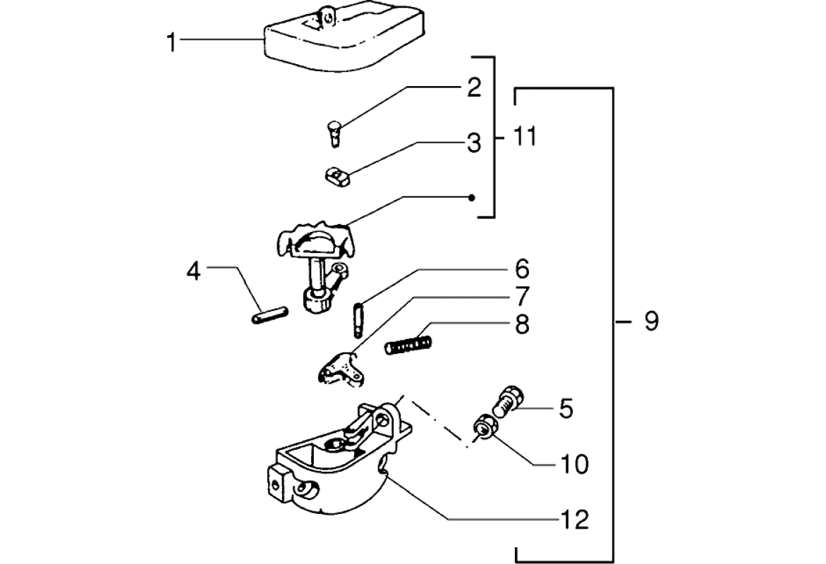 Exploded view Gear selector