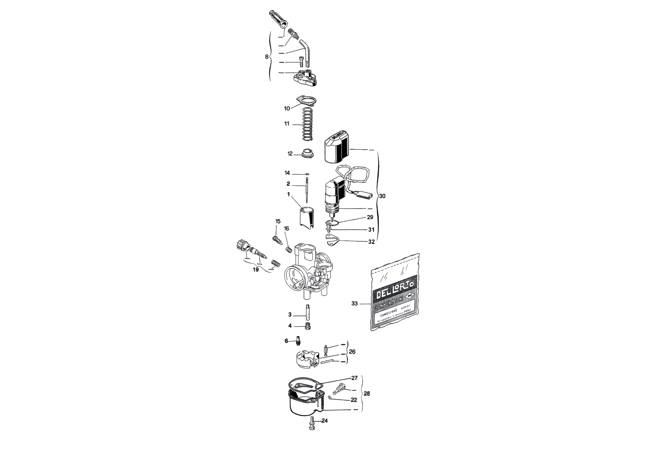 Exploded view Carburetor parts Dell’Orto (1173)