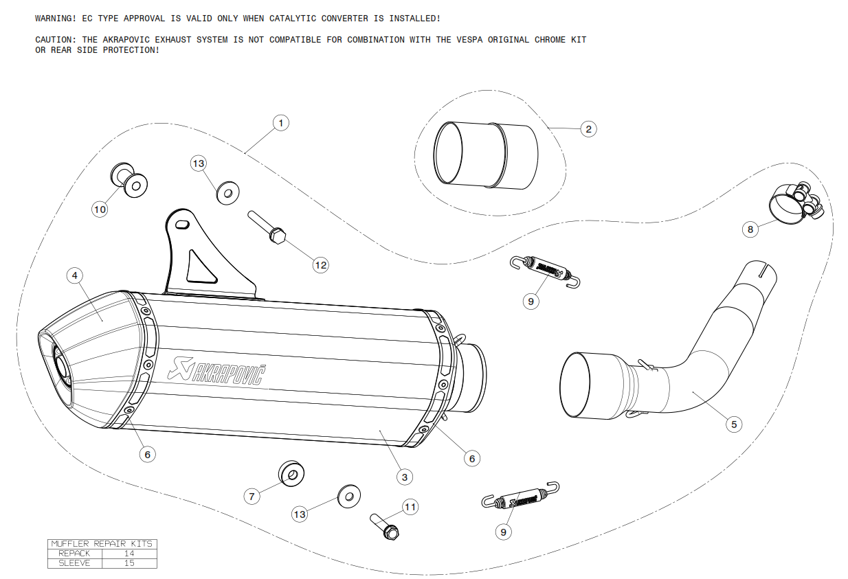 Exploded view Uitlaat Akrapovic (S-VE3SO7-HRBL)