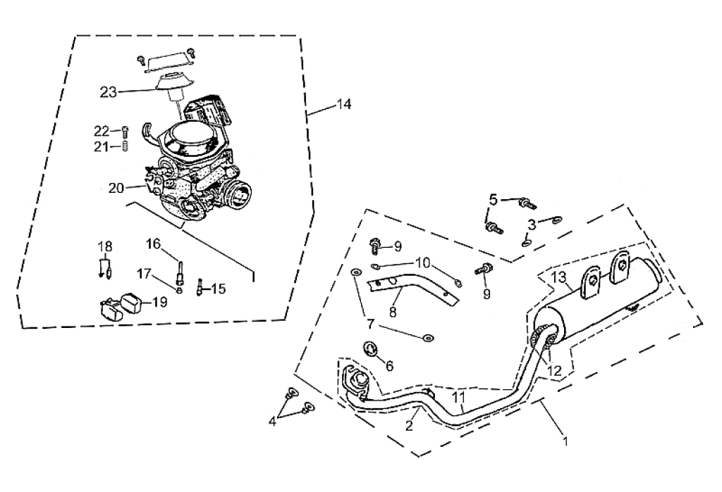 Exploded view Exhaust  - Carburetor