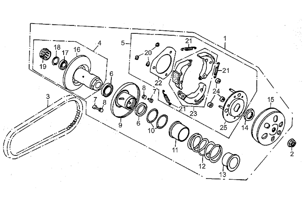 Exploded view Variator - Clutch 