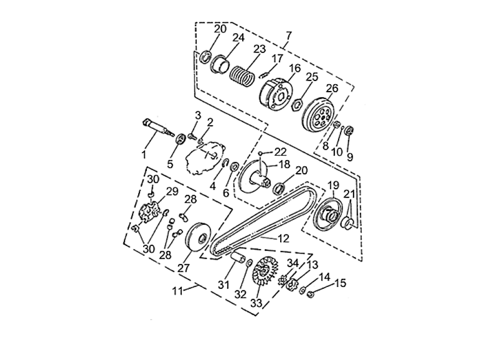 Exploded view Variateur - Embrayage 