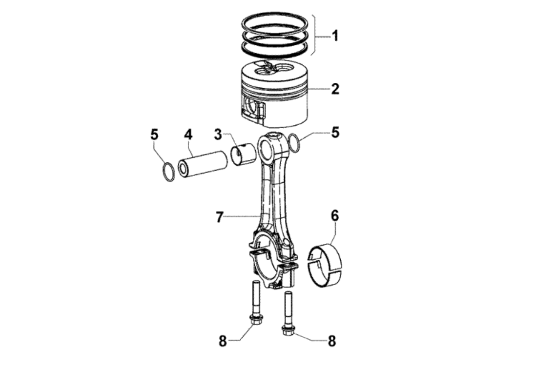 Exploded view Connecting rods- Piston