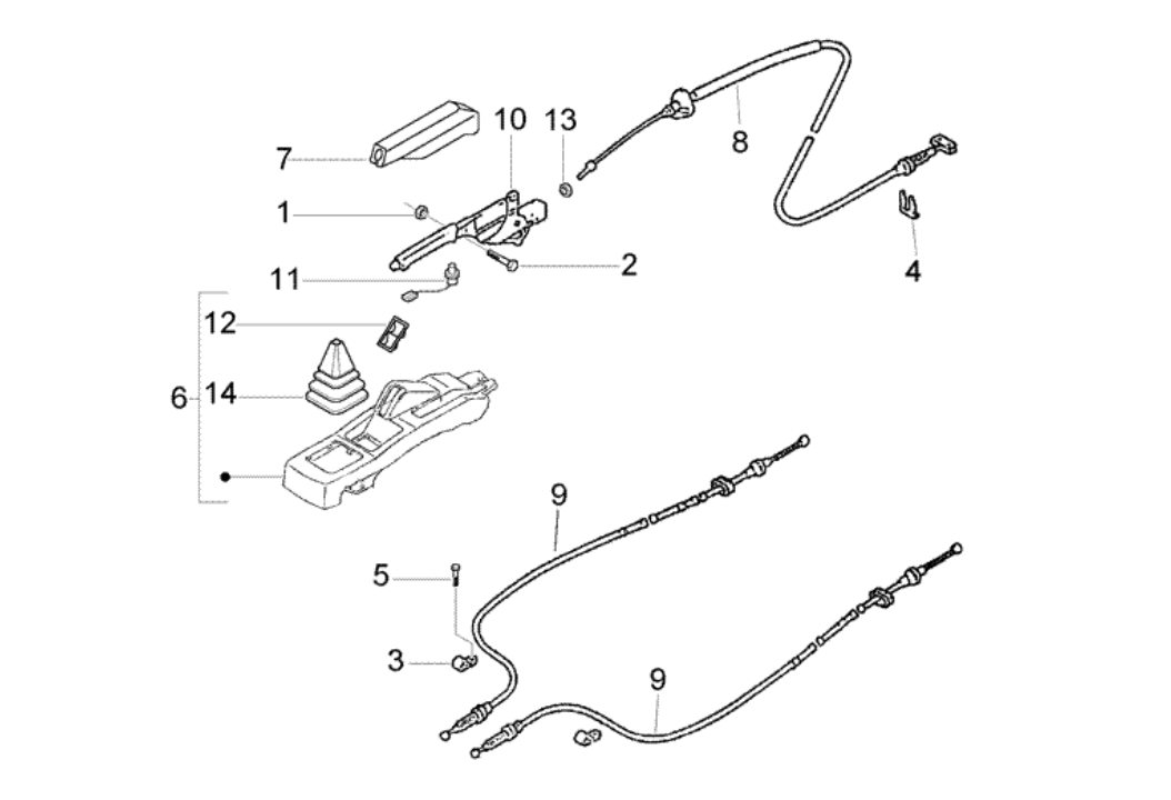 Exploded view Parking brake cable