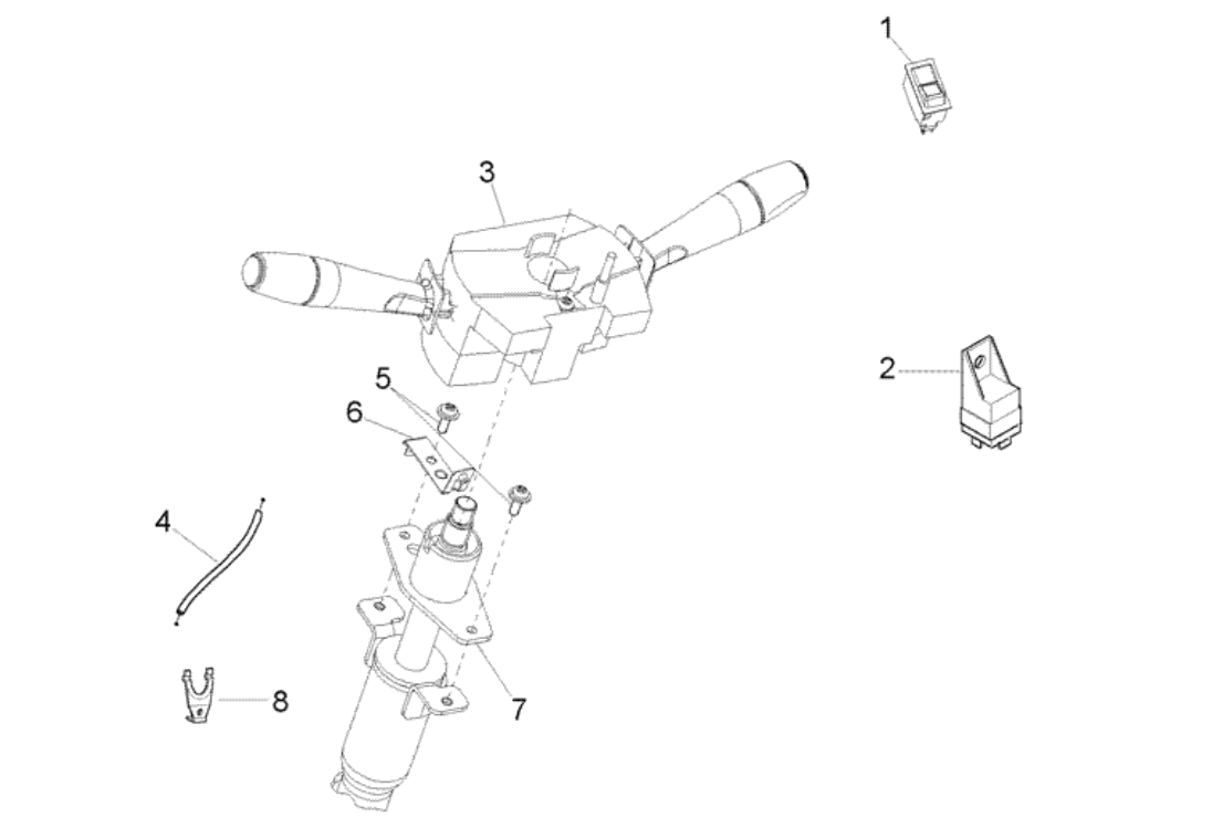 Exploded view Trasmission cable - Relais (windscreen wiper) - Switch (Cabin light)