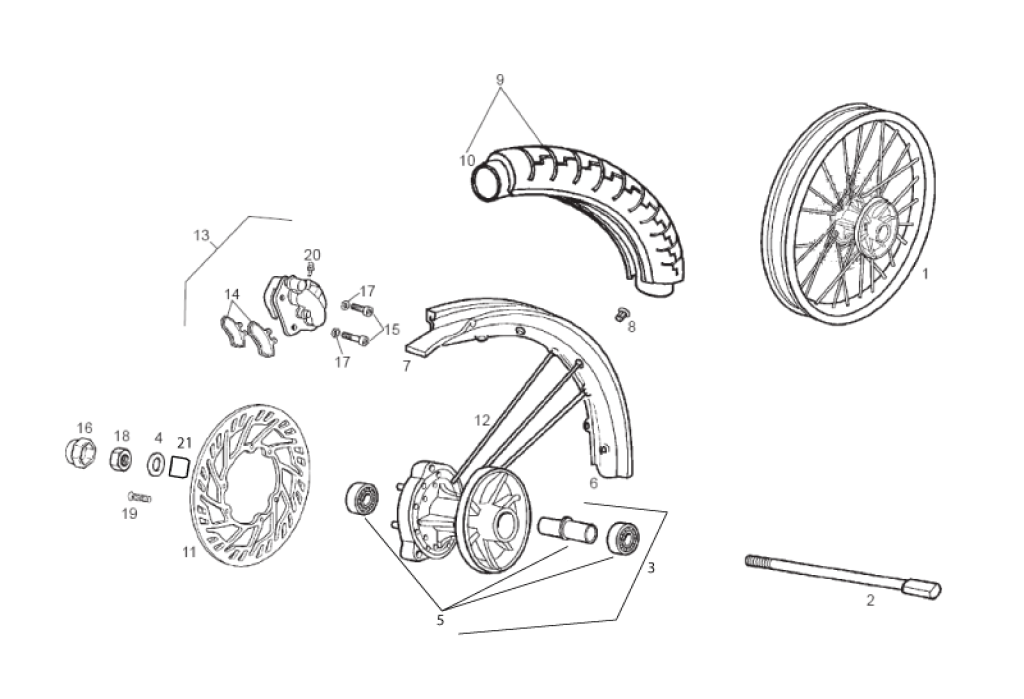 Exploded view Vorderrad