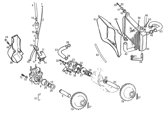 Exploded view Oliepomp - waterpomp