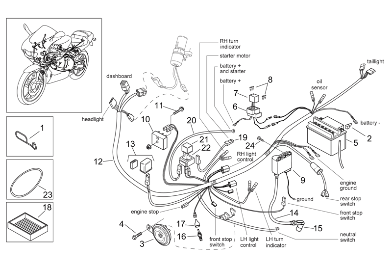 Exploded view Headlight - indicator - taillight