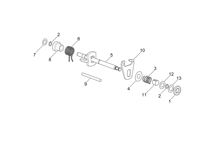 Exploded view Transmission shaft lever