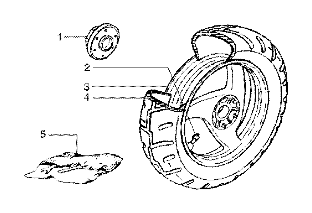 Exploded view Rear wheel - Rim (Model with hub brake rear)