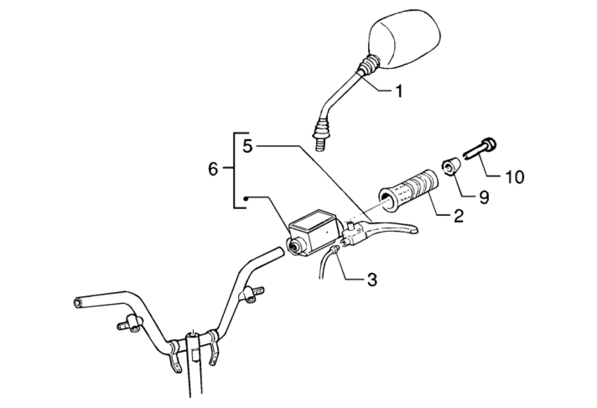 Exploded view Brake master cylinder right - Mirror