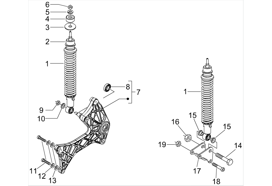 Exploded view Rear Suspension - Shock Absorber´s