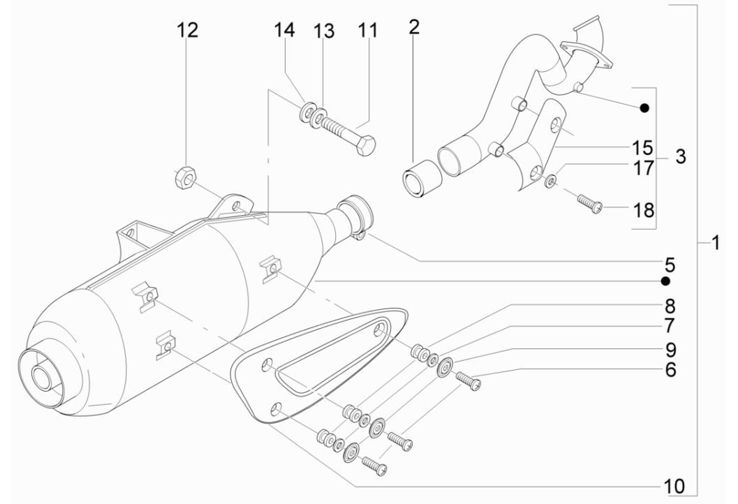 Exploded view Uitlaat