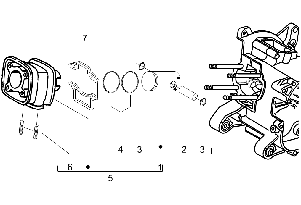 Exploded view Cilinder - Zuiger