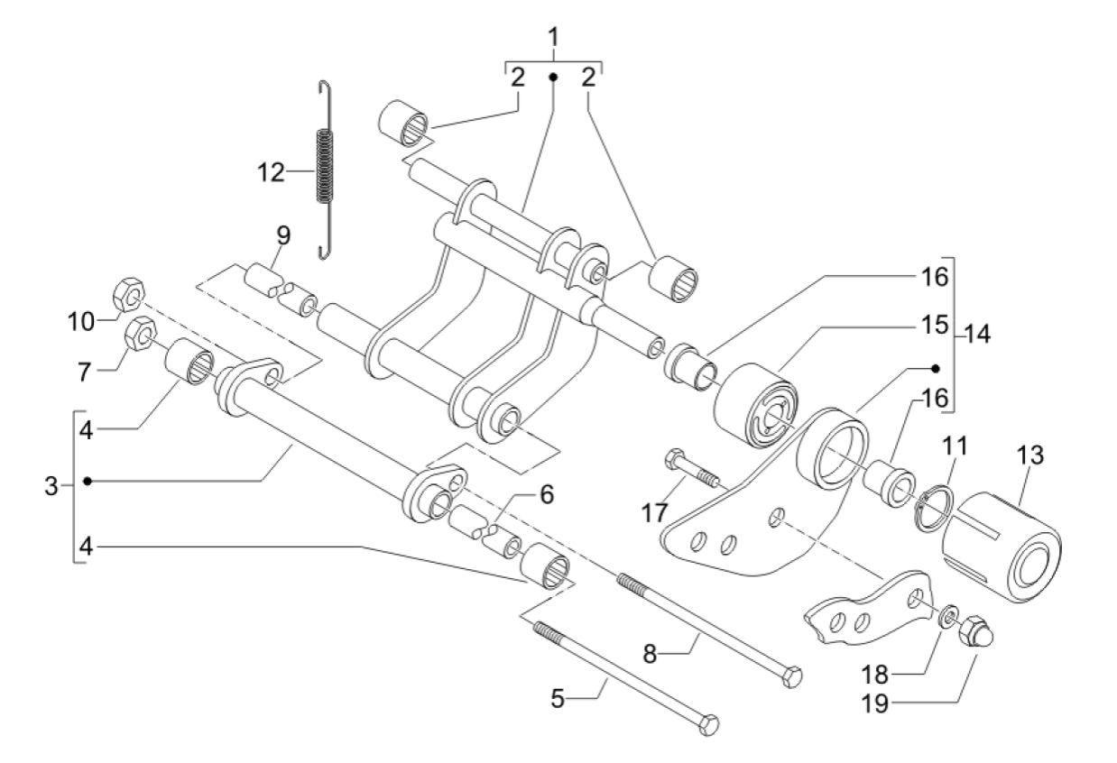 Exploded view Bras oscillant